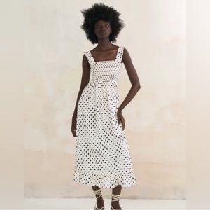 NWOT Zara linen blend polka dot dress